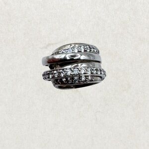 Sterling Silver 925 NH Diamond Band Ring, Size US 3.5